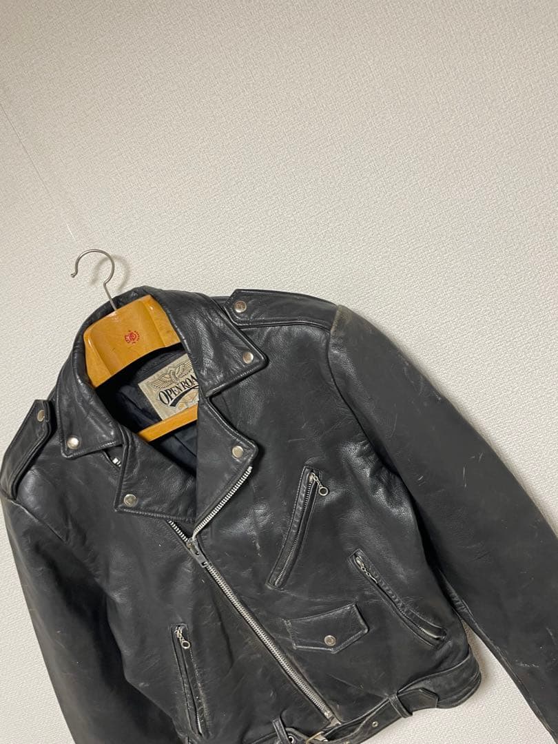 80s 90s OPEN ROAD ライダースジャケット レザー ペイント