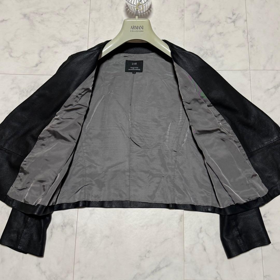 大きいサイズ・22年モデル✨ 23区 レザージャケット ダブル ライダース 黒