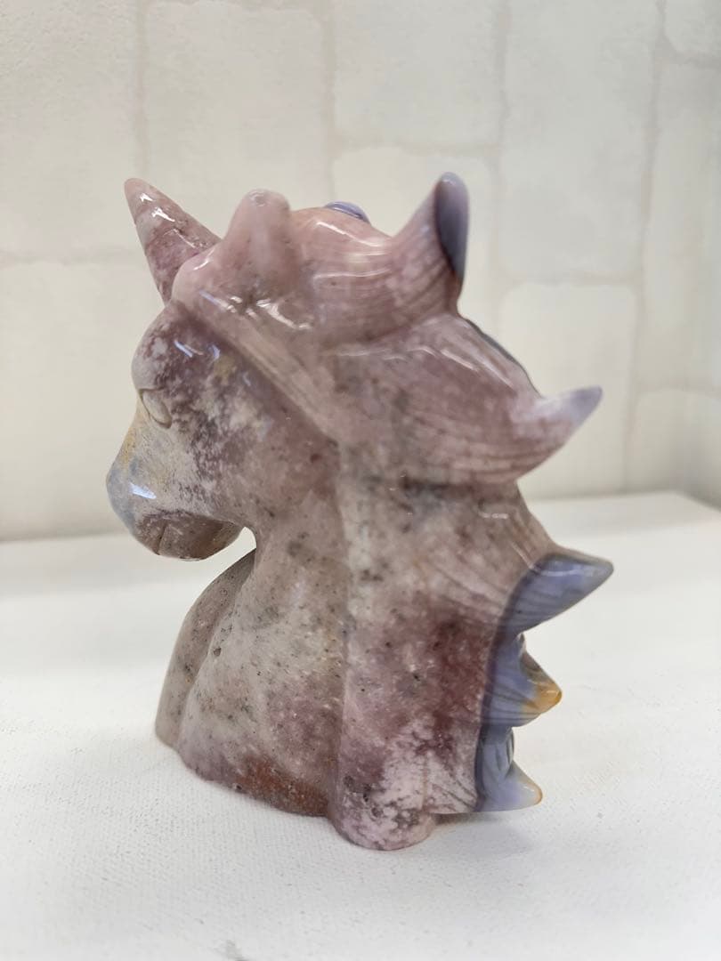 ピンクアメジスト　ブルーアゲート　ユニコーン　大　天然石　置物　オブジェ