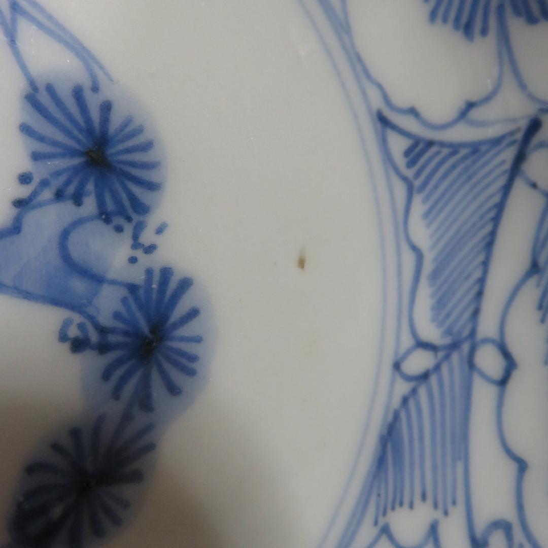 なます皿 染付 4枚 松竹梅 花 銘 窯傷 江戸