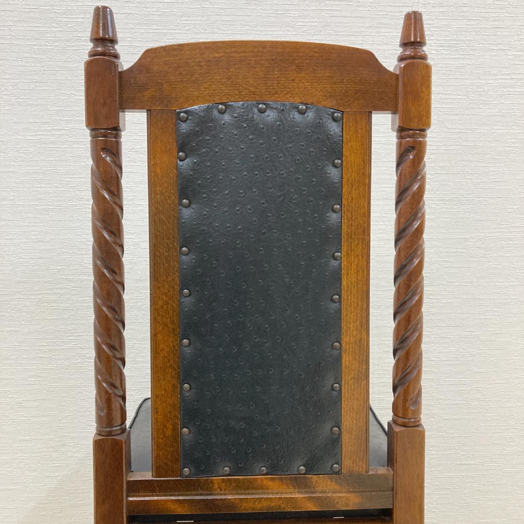 英国調　アンティーク調　ツイスト　ハイバックチェア　椅子　２脚セット　光製作所