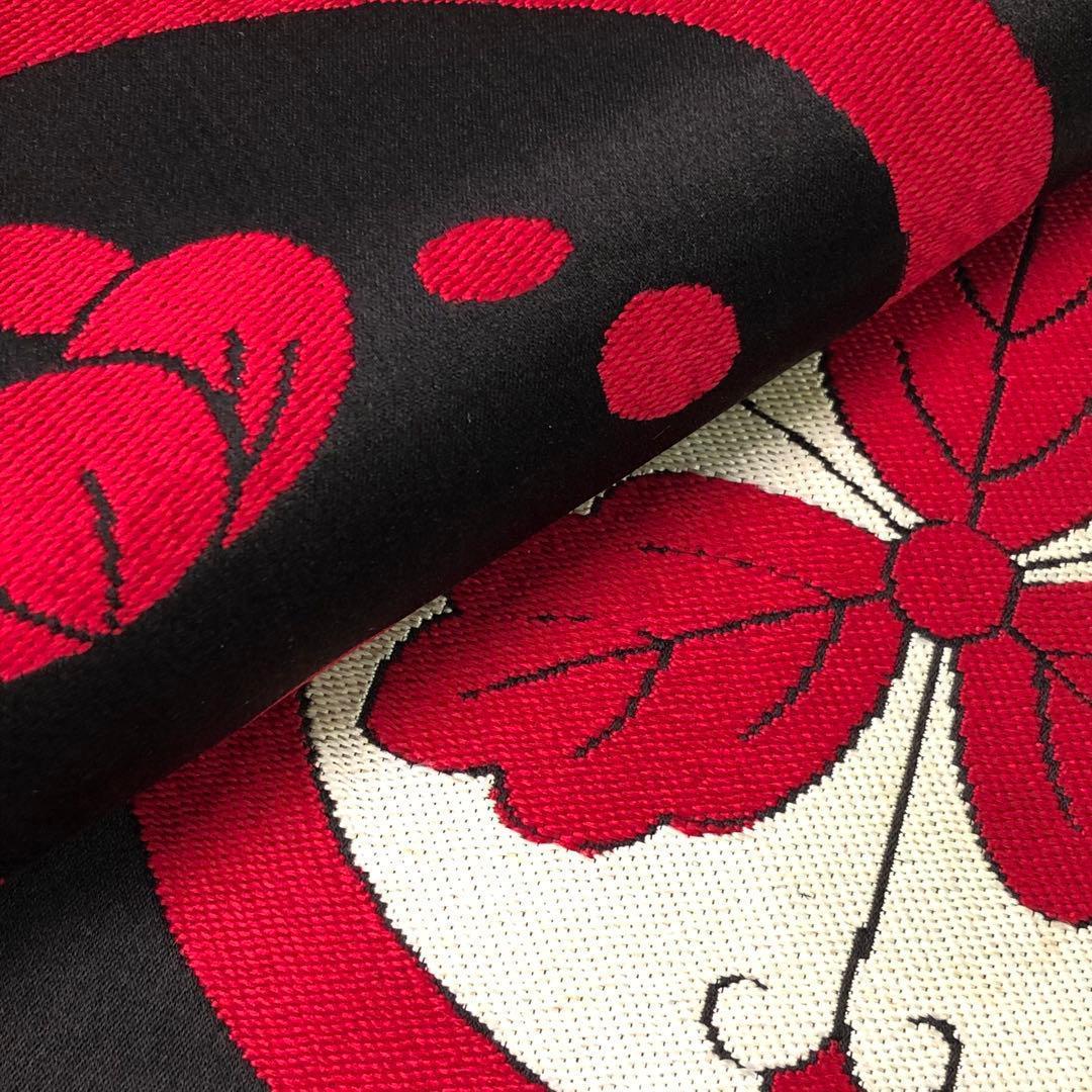 子供着物 子供帯 七五三 7歳 丸に花模様 黒繻子 CO-8128