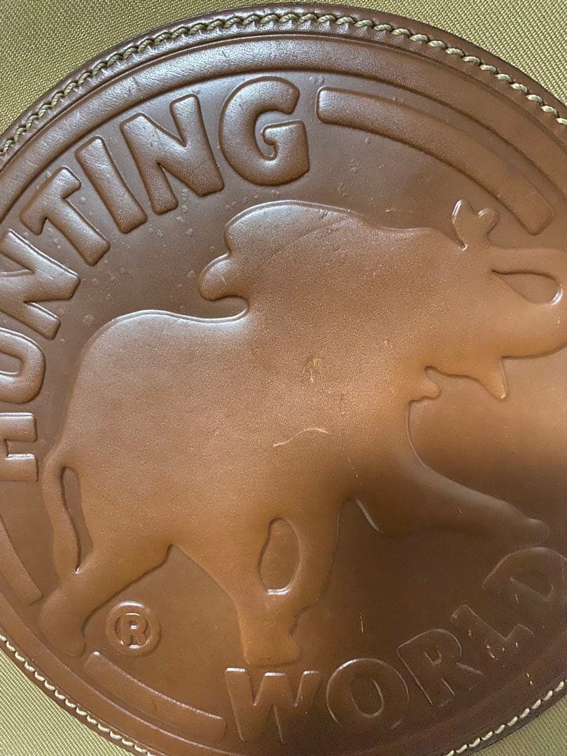 ハンティングワールド　トートバッグ　サファリ　カーキ　キャンバス 革　A4可