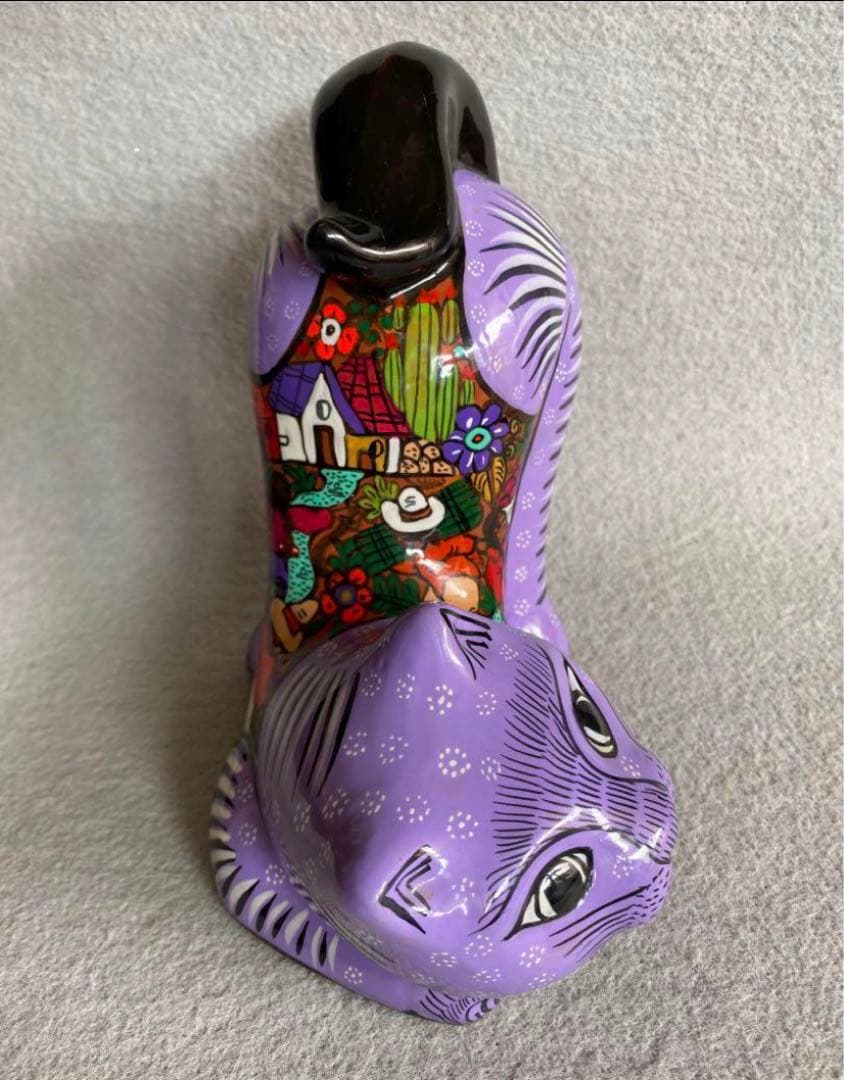 【メキシコ製】Risidoro Mexico／猫の置物 （紫）