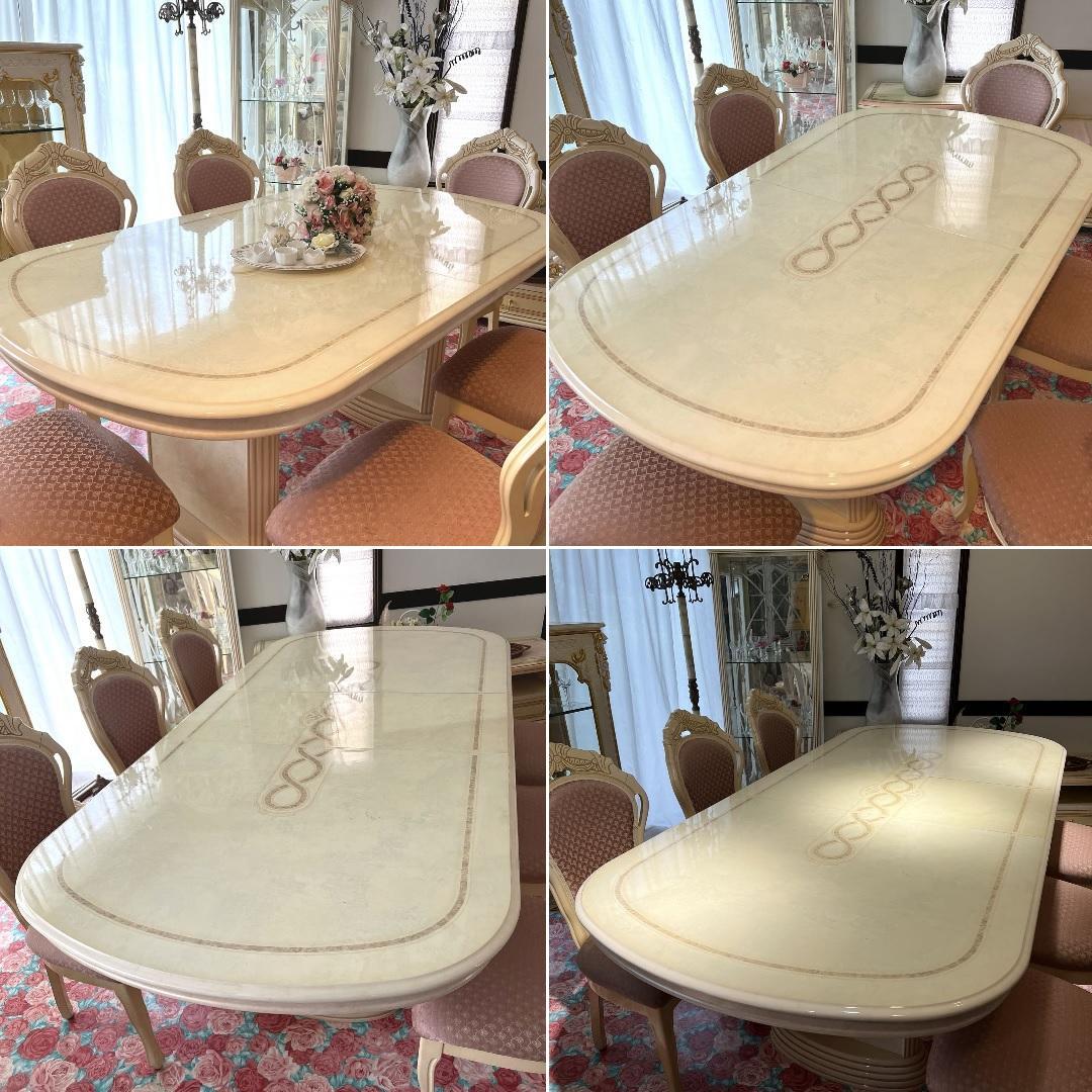 k509 イタリア製 まるでプリンセスの食卓 ダイニングセット 6人掛け ピンク