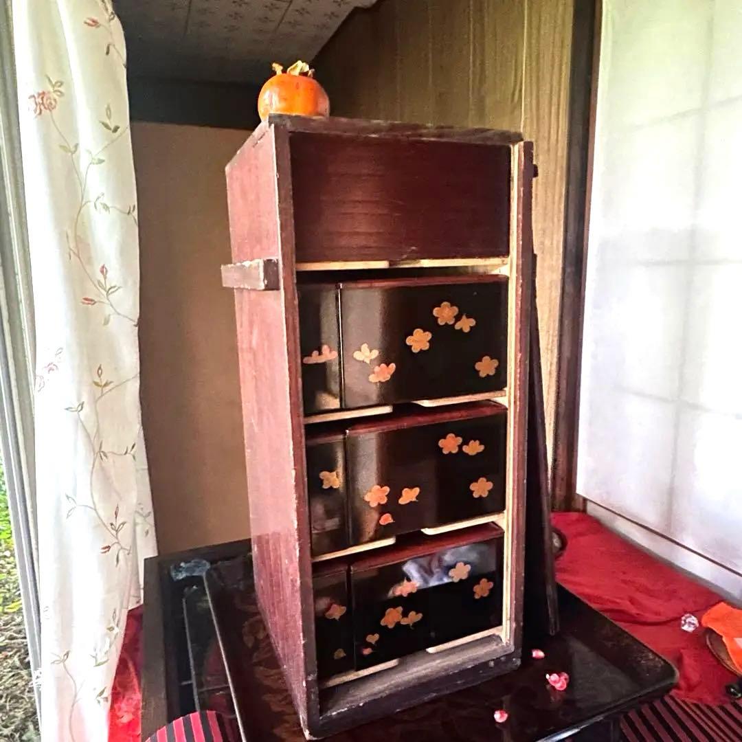 2213様感謝‼️総欅JAPAN蒔絵梅六点大名道具絵替り組子野弁当三対