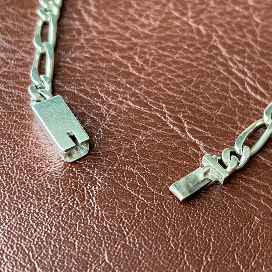 ビンテージシルバー925 ブレスレット MEXICO製 フィガロチェーン メンズ