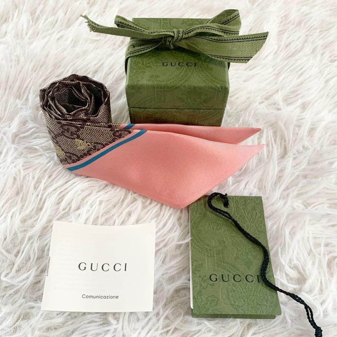 GUCCI　グッチ　ネックボウ　beeロゴ　GG柄　蜂　リボンスカーフ　ビー