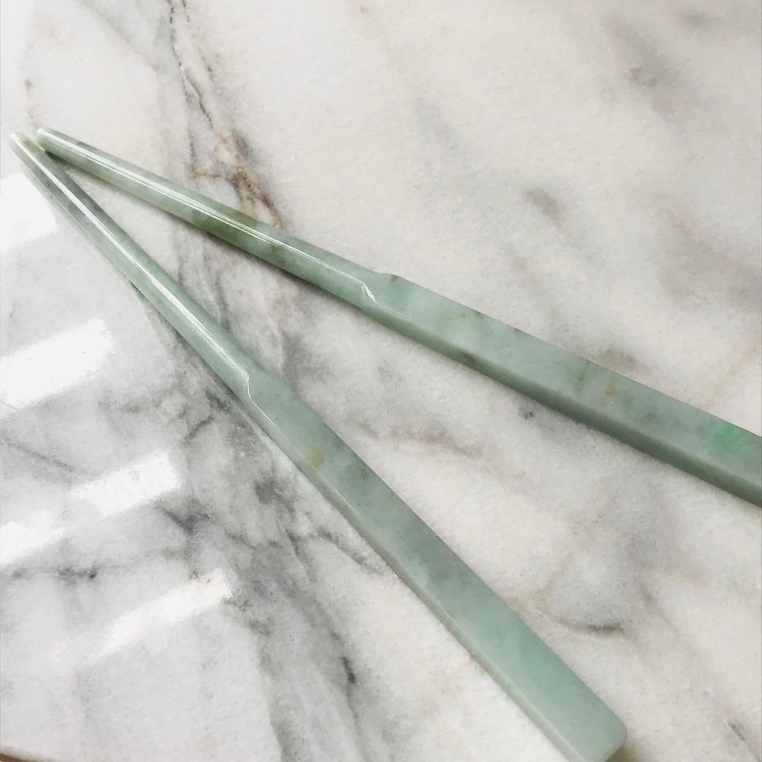 【O1190-001】翡翠　ミャンマー産　一点もの　インテリア　お箸　箸立て