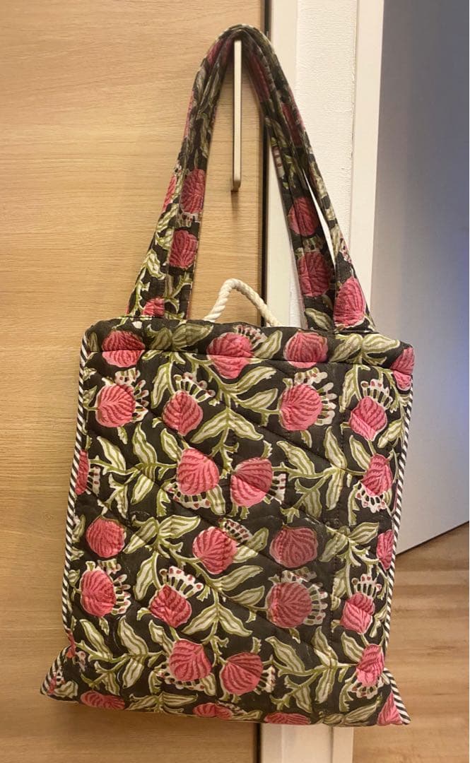 ミネキンチャク　インドブロックプリント　トートバッグ