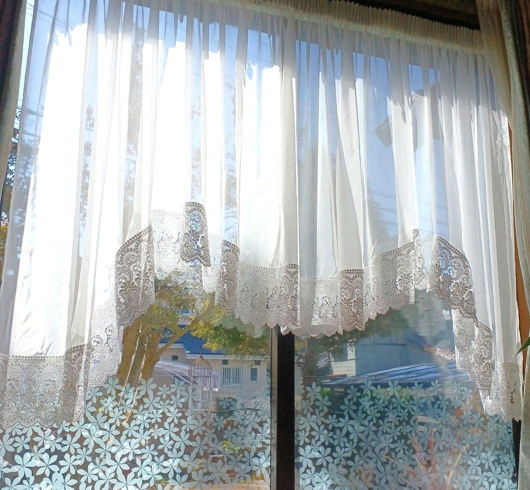 カフェカーテン【なっこ様オーダー品　Mスカラップスタイルカーテン】ハンドメイド