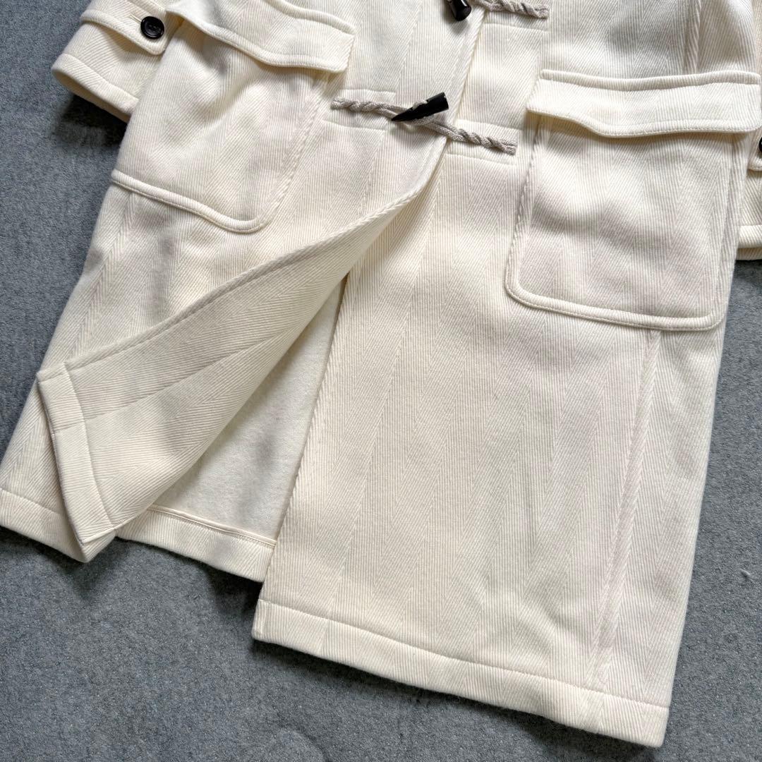 【美品】23区 ヘリンボーン ダッフルコート アイボリー 38