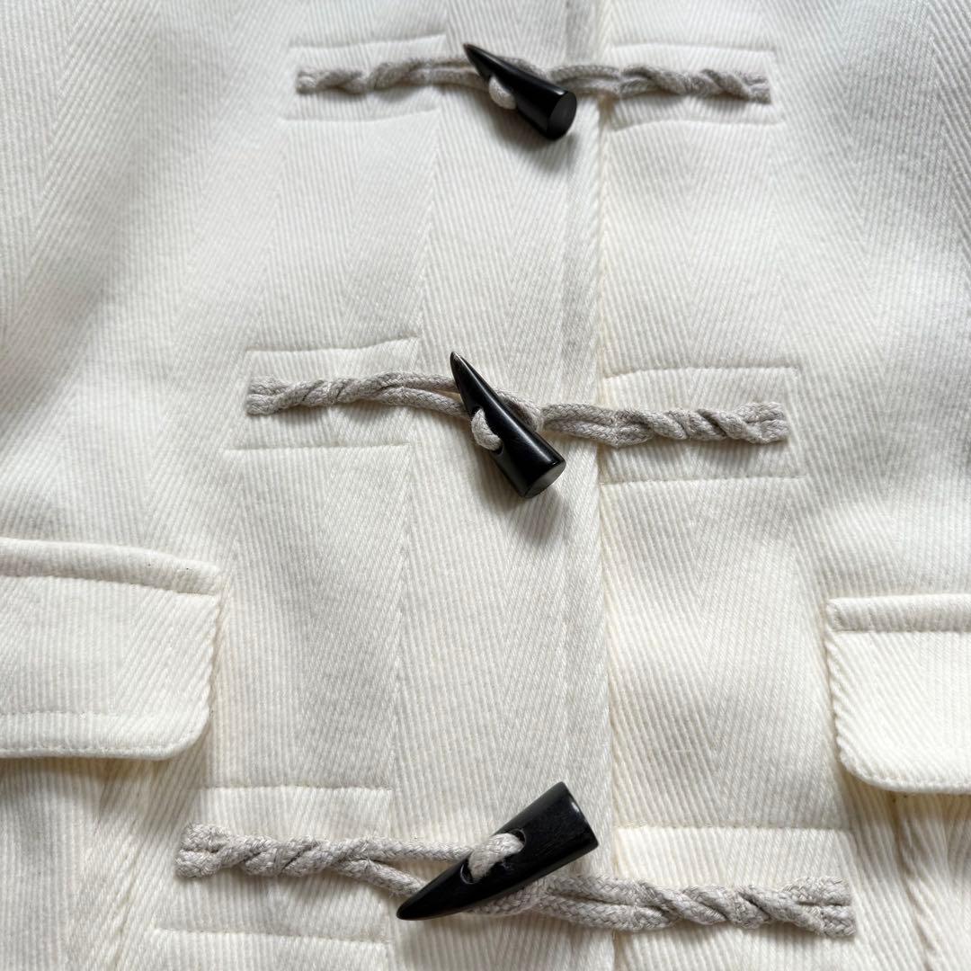 【美品】23区 ヘリンボーン ダッフルコート アイボリー 38