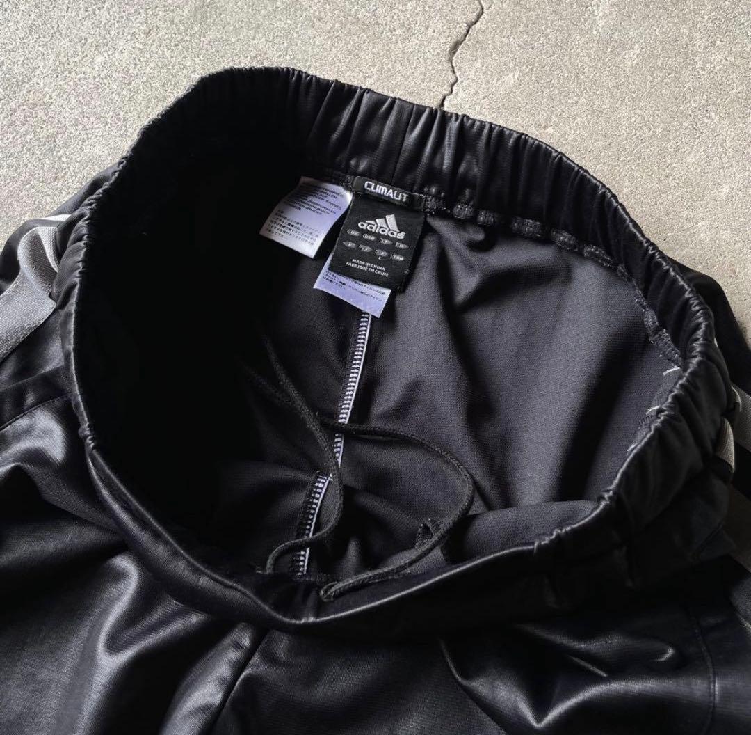 00s adidas レザーライク トラックパンツ ブラック シルバー 光沢