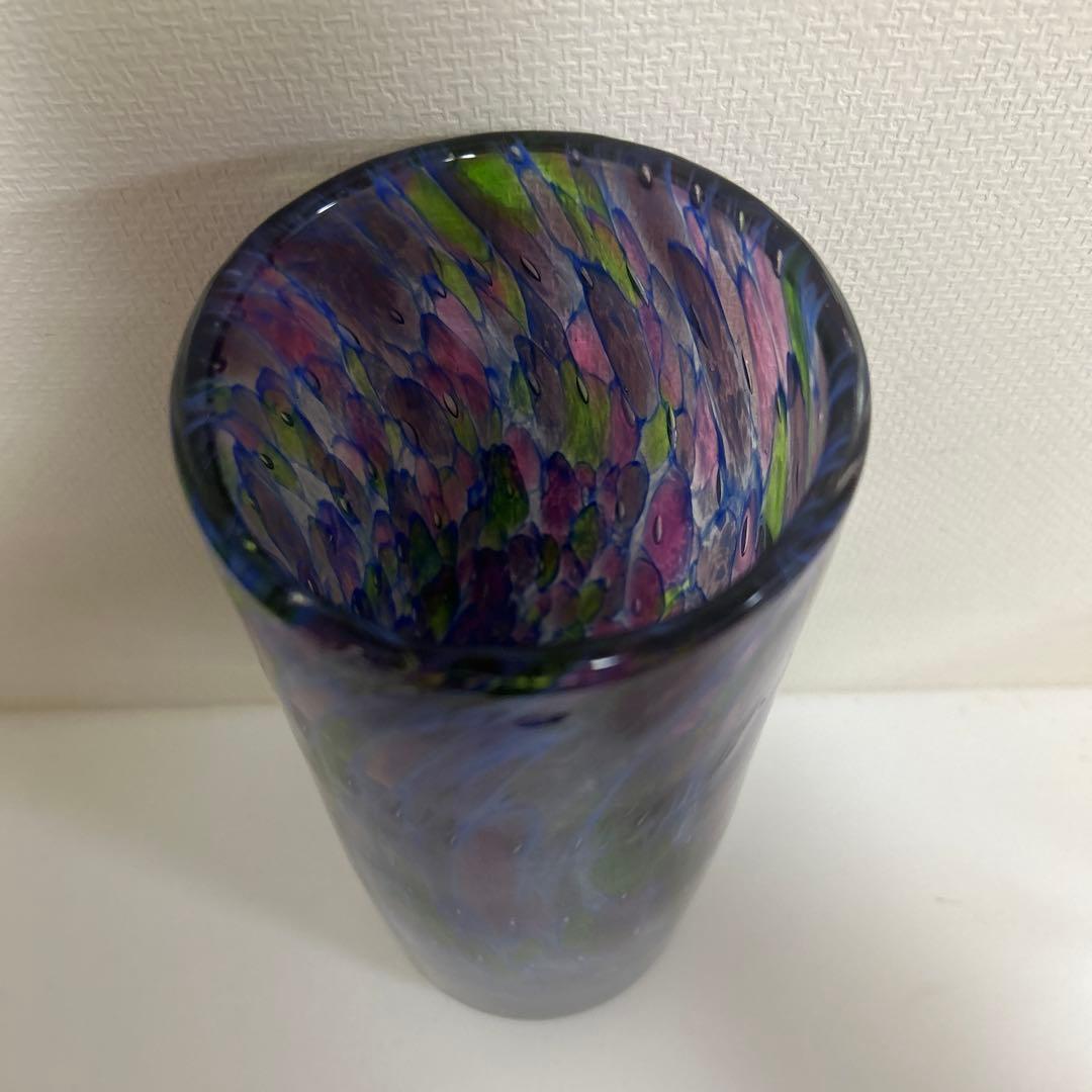 ガラス作家　フラワーベース　吹きガラス　ビンテージ　インポート