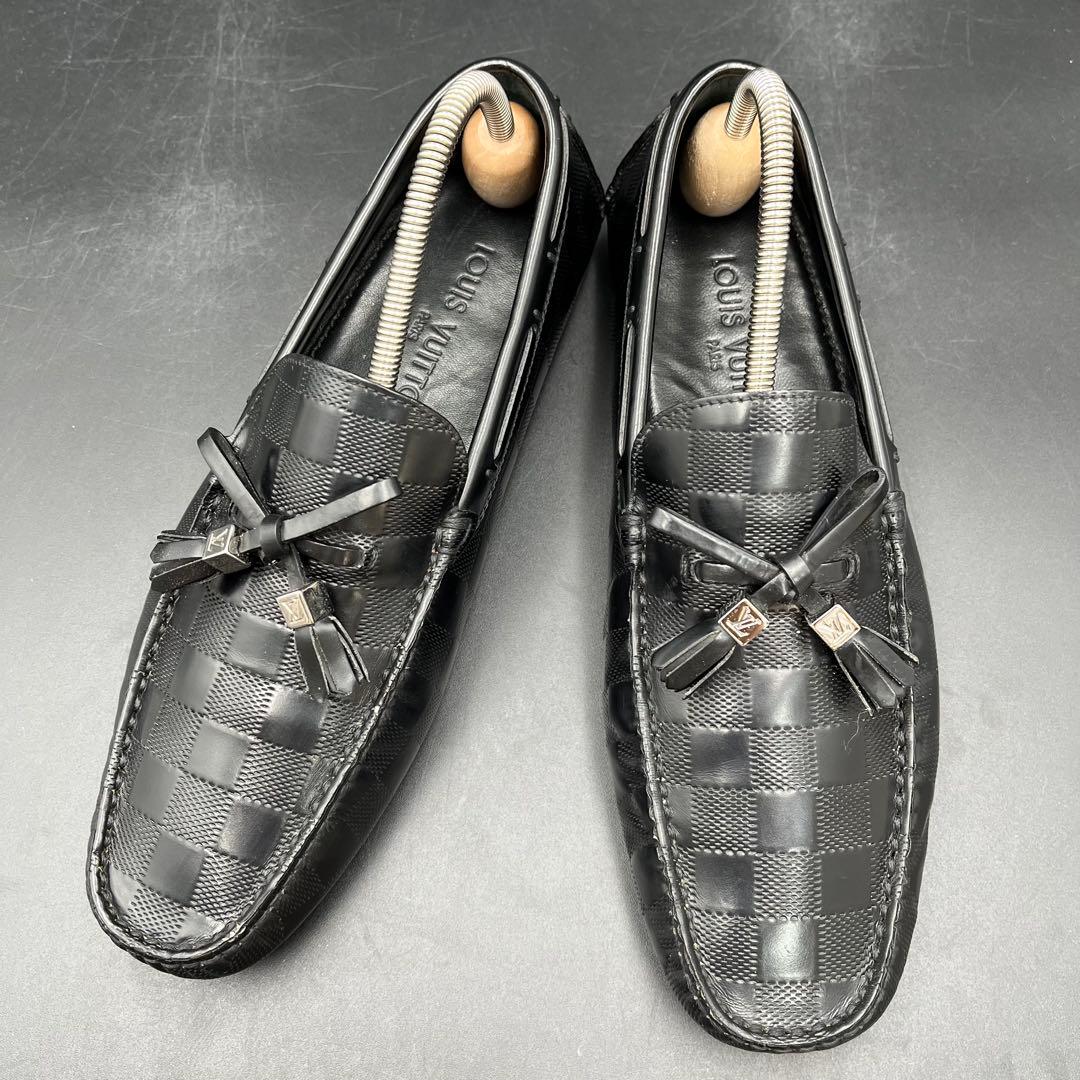 美品✨ ヴィトン ダミエ型押し タッセル メンズ ドライビングシューズ