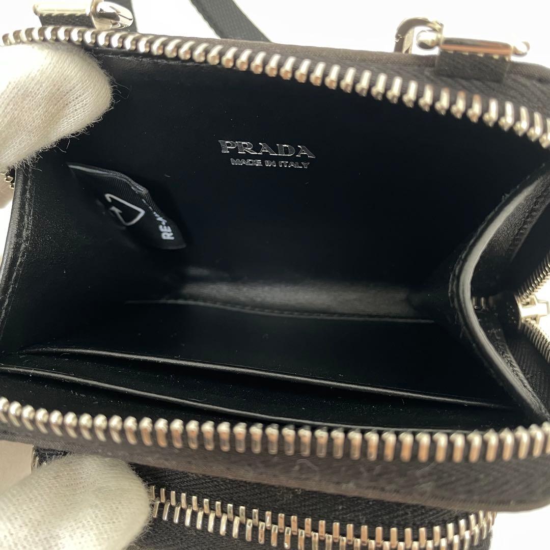 【未使用級】プラダ ショルダーストラップ 迷彩 三角ロゴ 黒 ナイロン