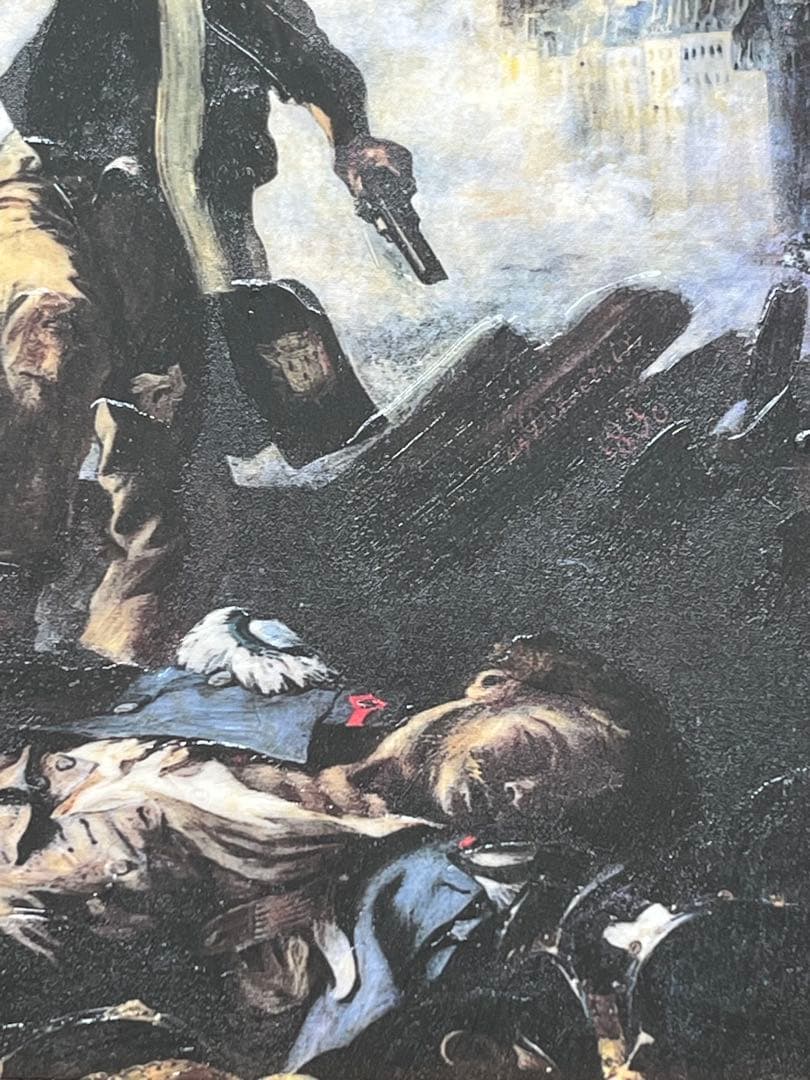 ドラクロワ　「民衆を導く自由の女神」　複製ポスター　額付　メディウム加工