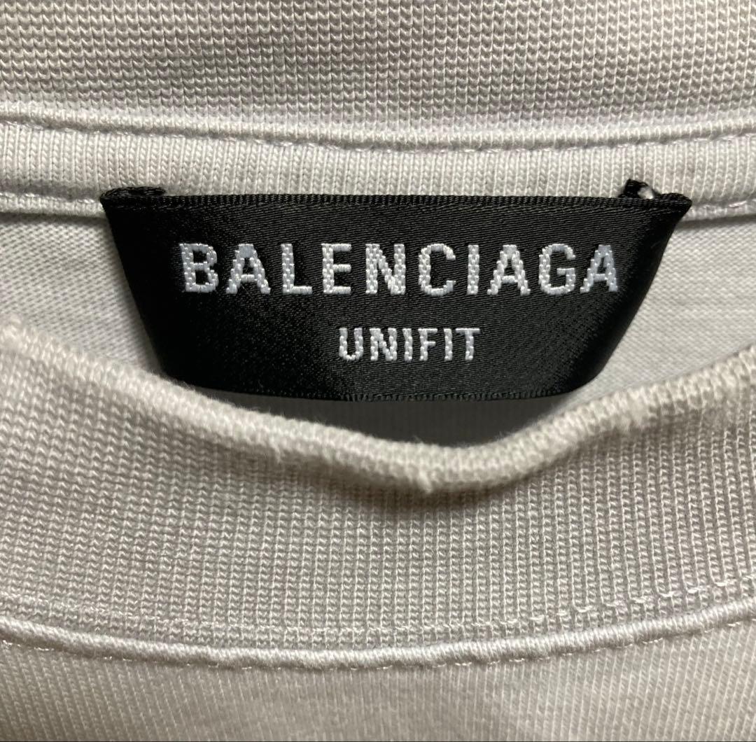 BALENCIAGA バレンシアガ　デストロイ　メタルロゴ　tシャツ グレー