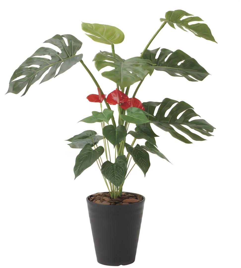 光触媒　人工観葉植物　フェイクグリーン　モンステラ&アンスリューム 95