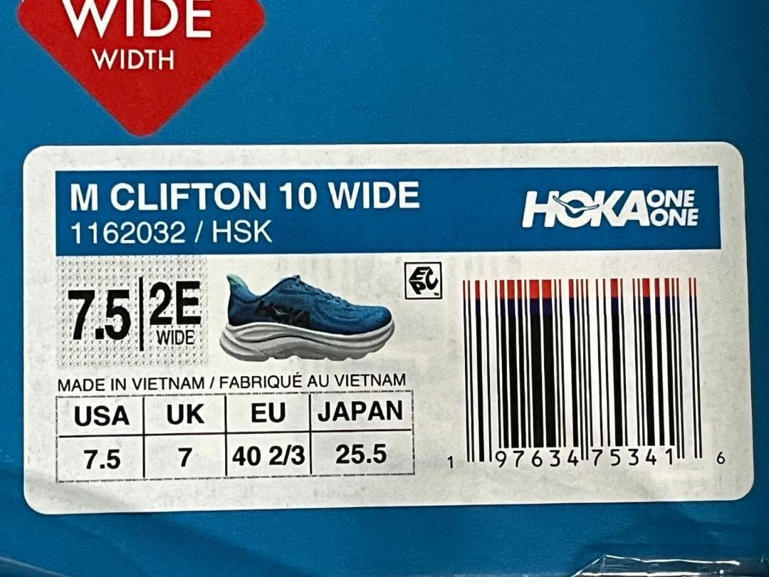 【新品未使用】HOKA CLIFTON10／ホカ クリフトン10 ワイド25.5