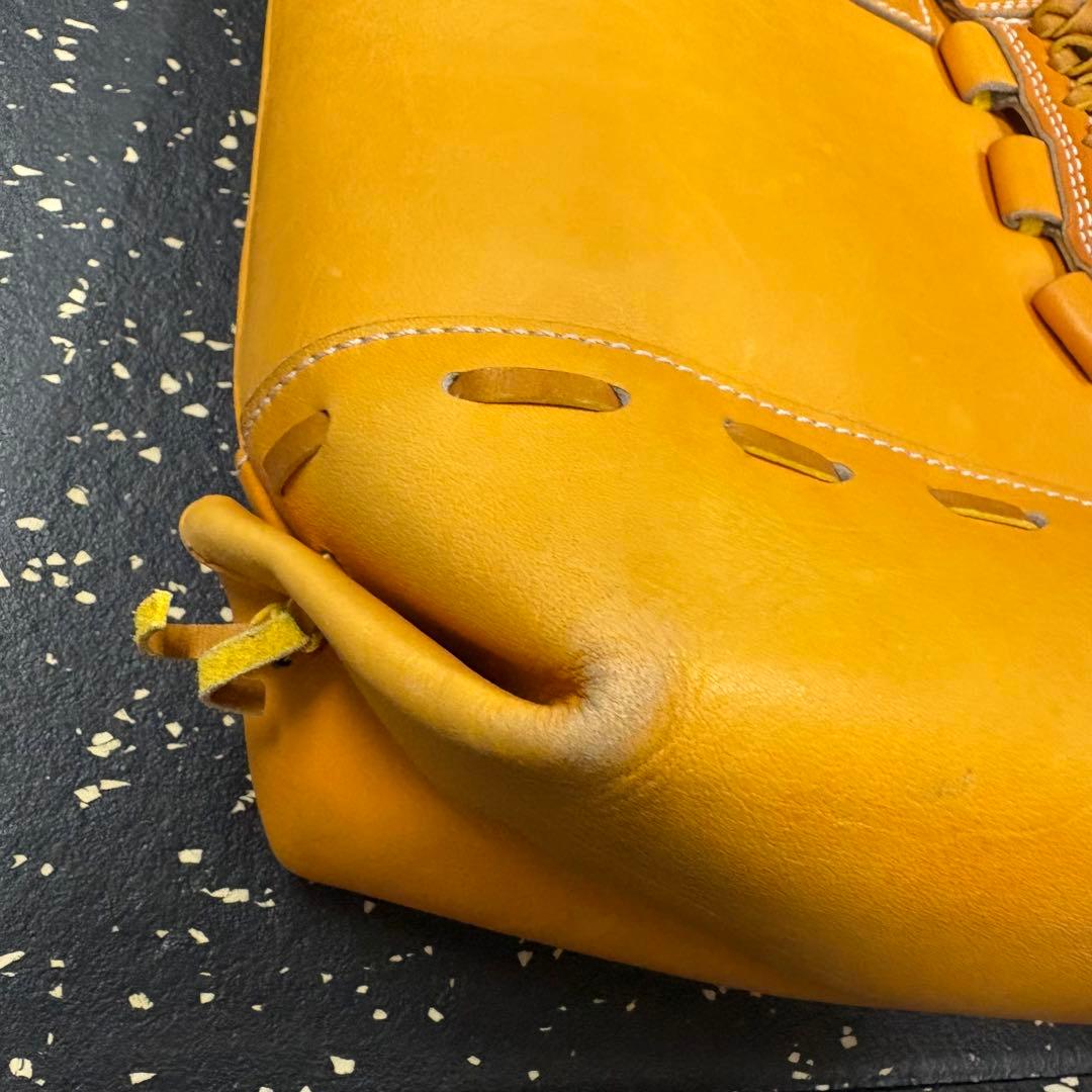 や*ち様 久保田スラッガー　オレンジ色 レザー トートバッグ 中型