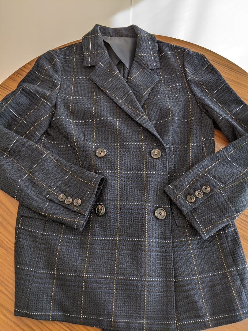 【希少☆】オペークドットクリップ　ネイビー チェック柄 パンツスーツ　上下　L