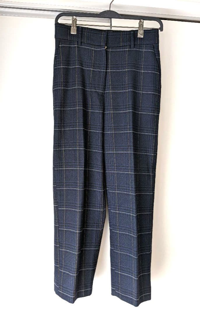 【希少☆】オペークドットクリップ　ネイビー チェック柄 パンツスーツ　上下　L
