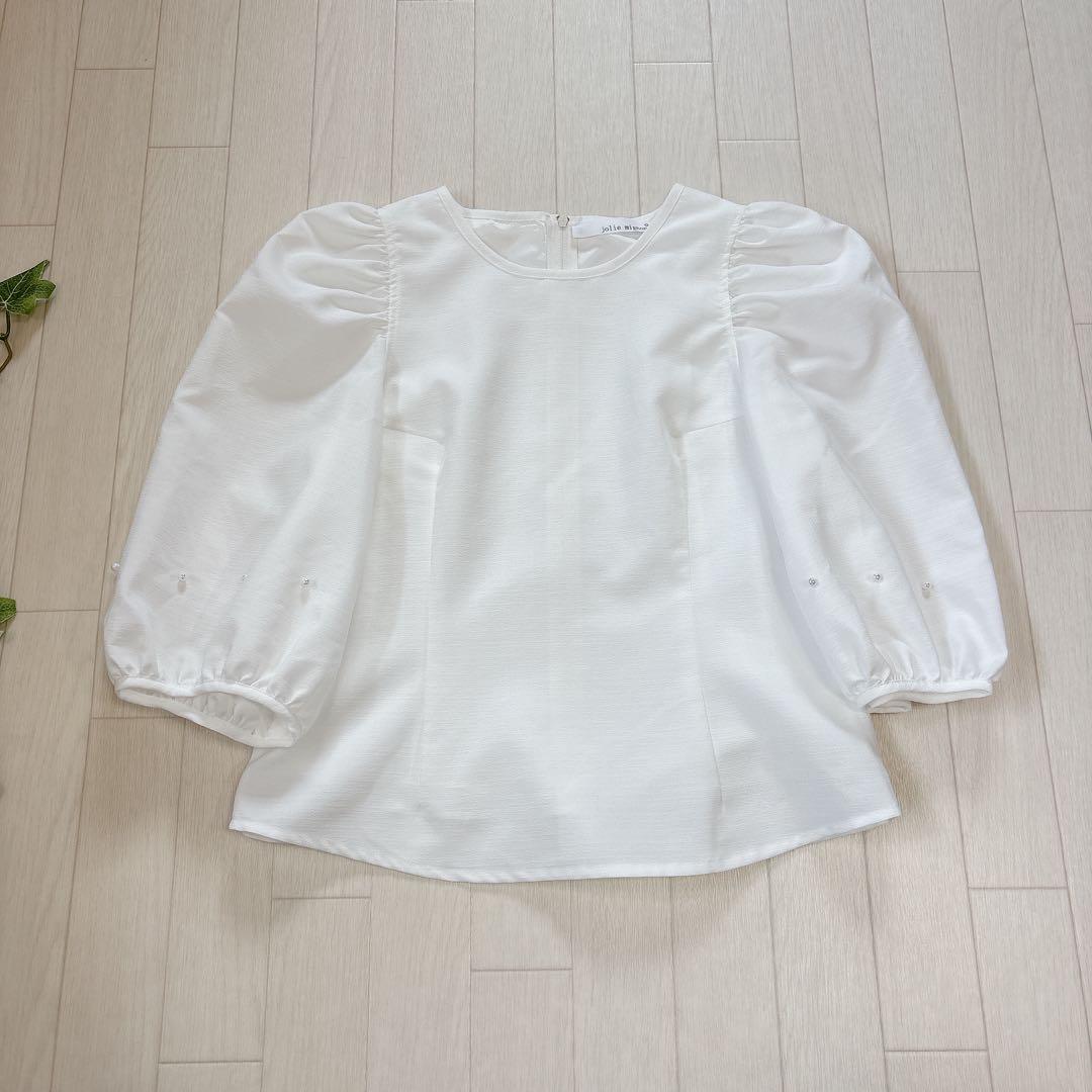 未使用級 ジョリーミニョン パール付きパフブラウス 36 新作✨️