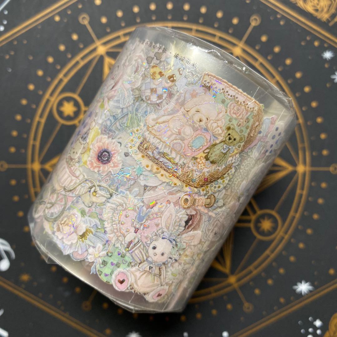 【9462】海外5.5/巻　貝殻光マステ　ぬいぐるみ　花束　小箱　糸巻き　装飾系