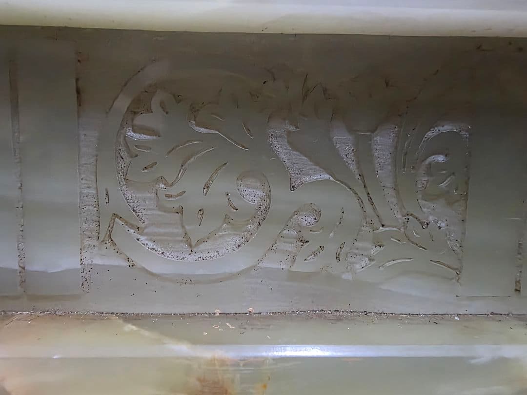 オニキス製クォーツ置時計アンティーク 日本製 インテリア　大理石