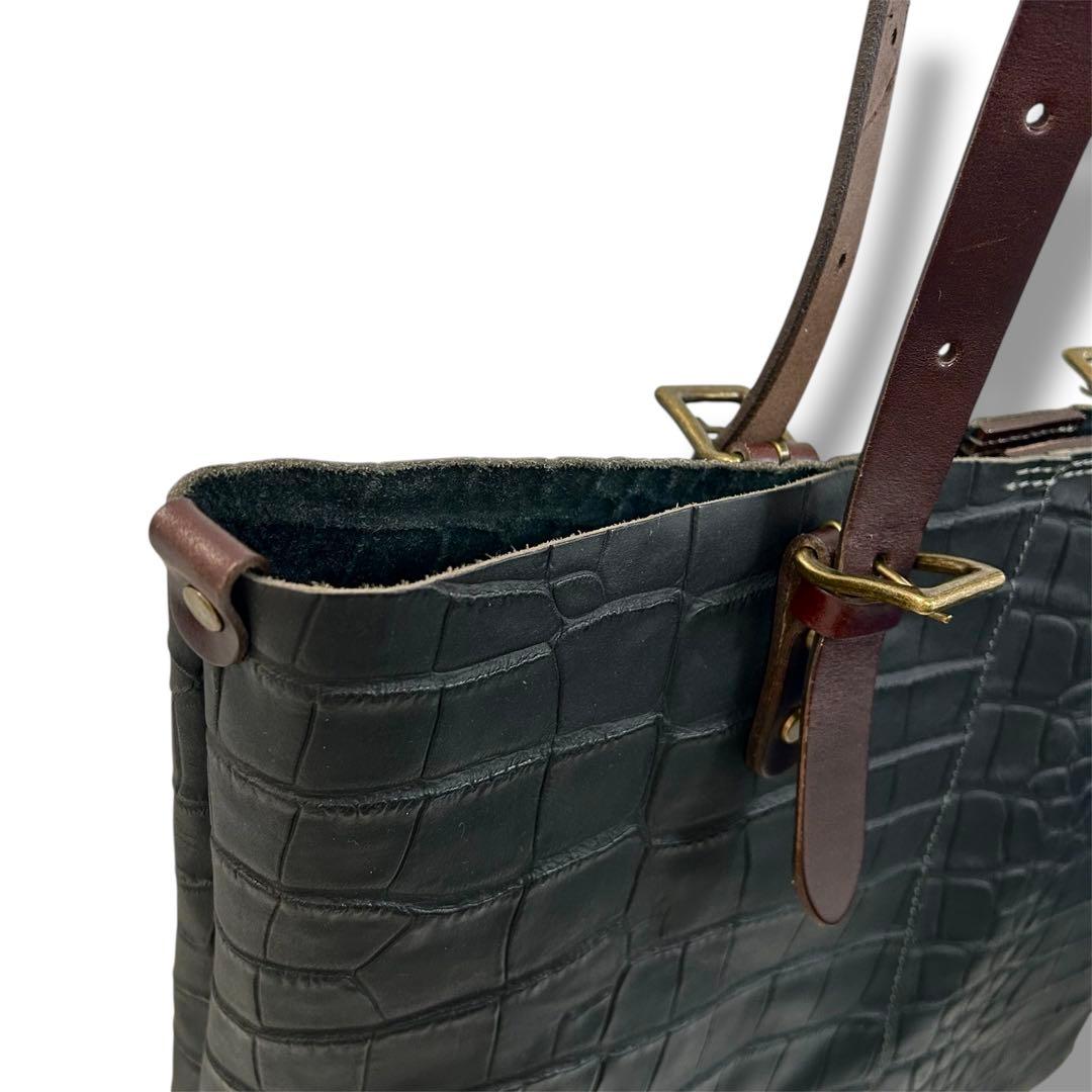 美品HALEINE 本革クロコ型押し A4トートバッグ ビジネス 即日発送 通勤