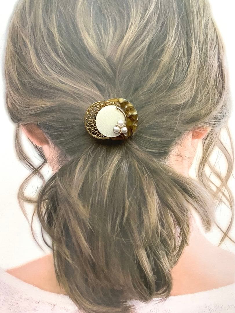 専用　人気デザイン　ブラウンモザイク　シンプル　ハンドメイドポニーフック