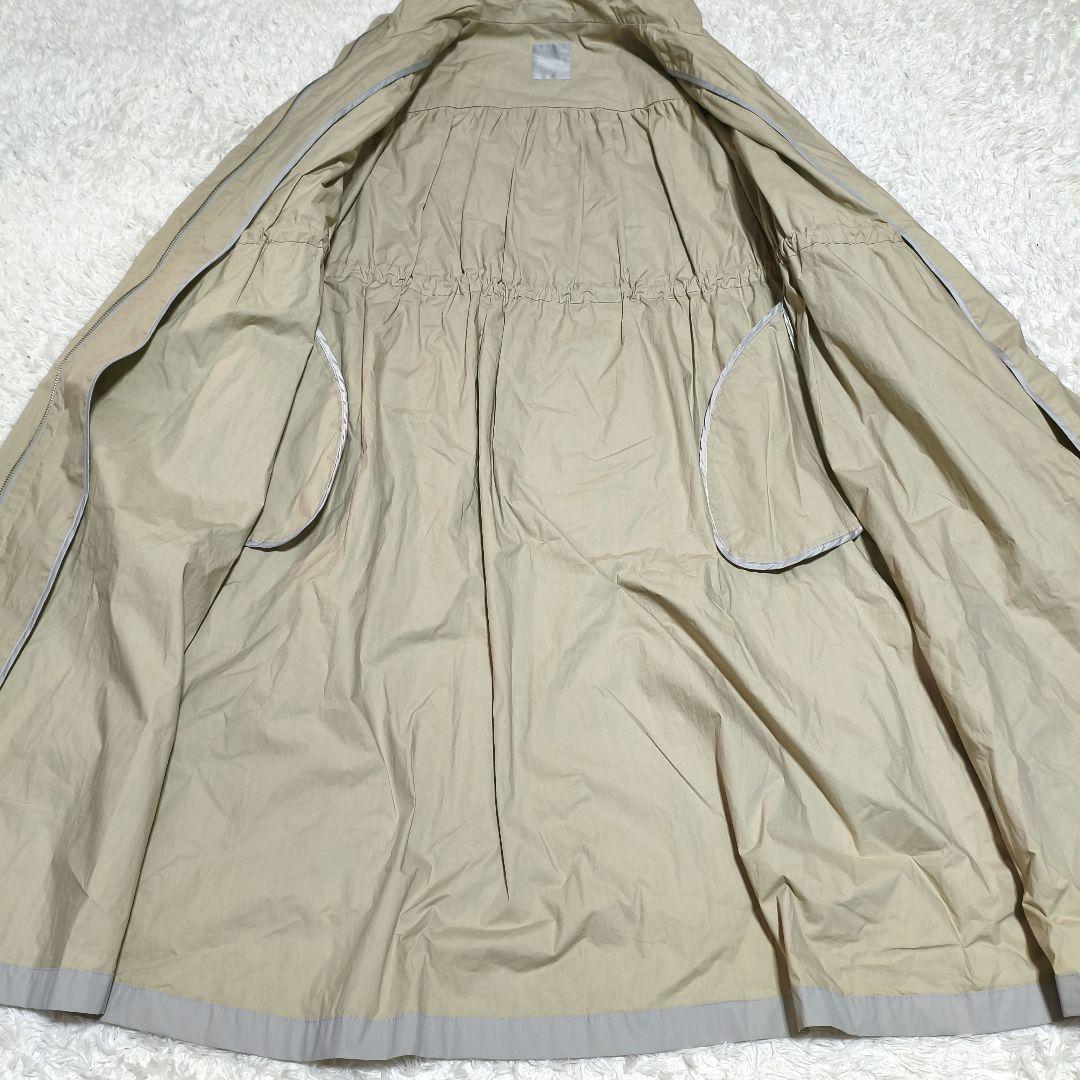 美品 ダーマコレクション 撥水加工 ロングコート ギャザー ドローコード