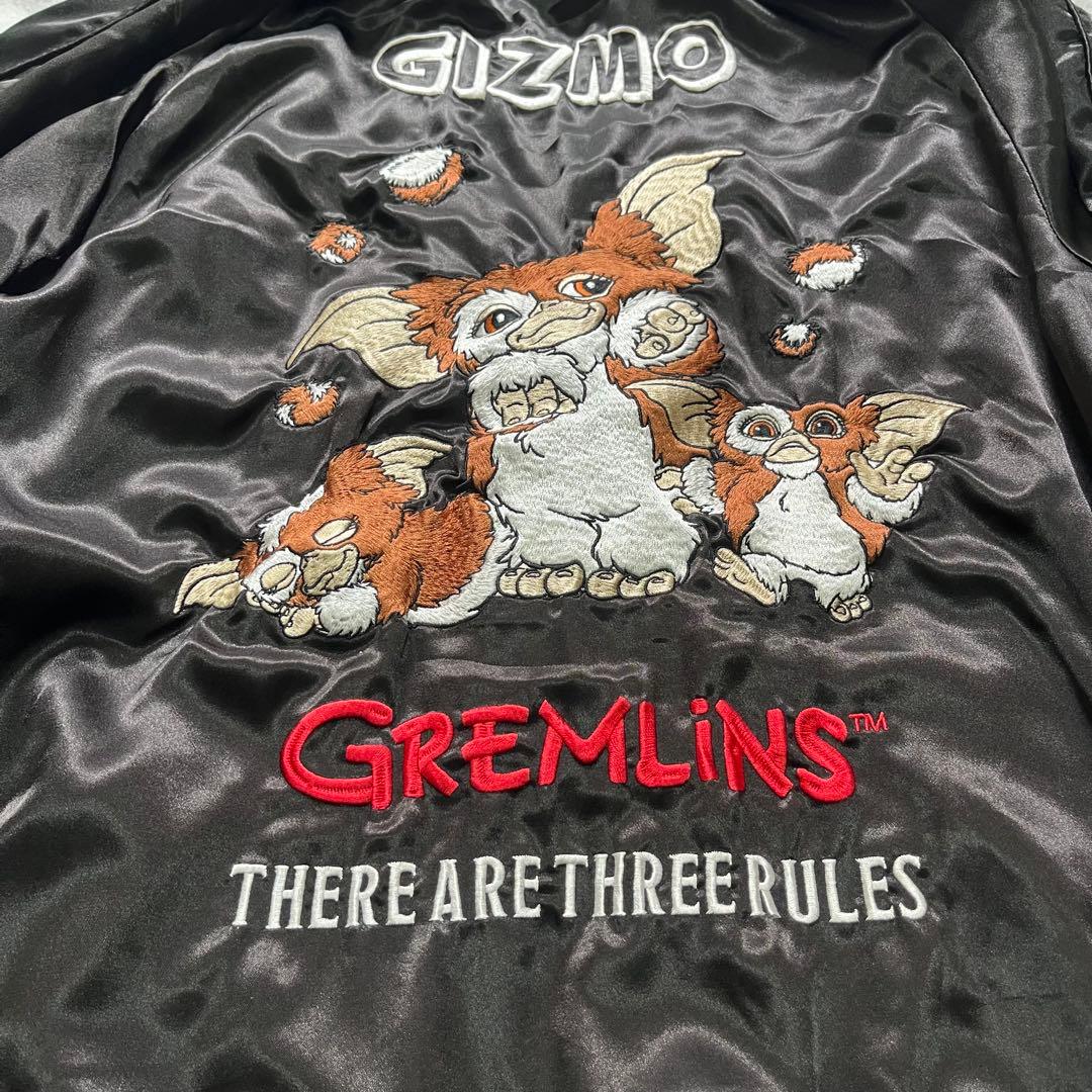 GREMLINS刺繍黒サテンジャケット
