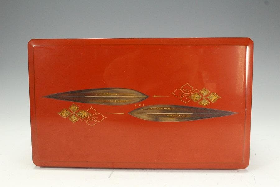 輪島塗 笹蒔絵 朱塗 宝石箱 共箱(K-A417)