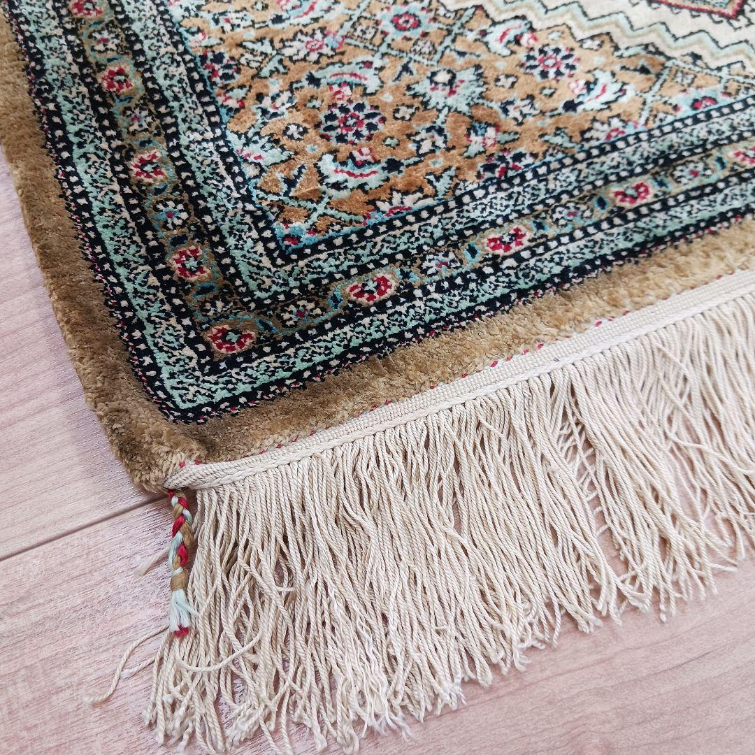 Y3346 高級ペルシャ絨毯 イラン シルク100% 手織り72万ノット