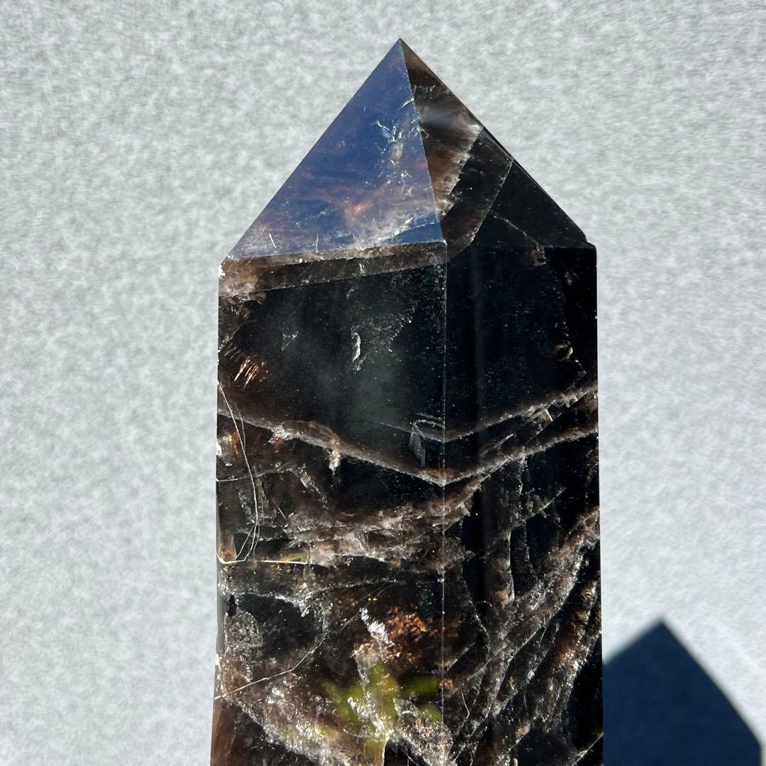 ✨存在際立つ漆黒極大サイズ 黒水晶六角柱✨レインボー モリオン 六角柱 天然石