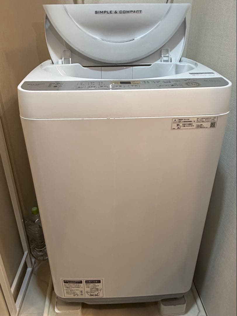 SHARP縦型洗濯機 6kg かさあげ台付き ES-GE6C-W