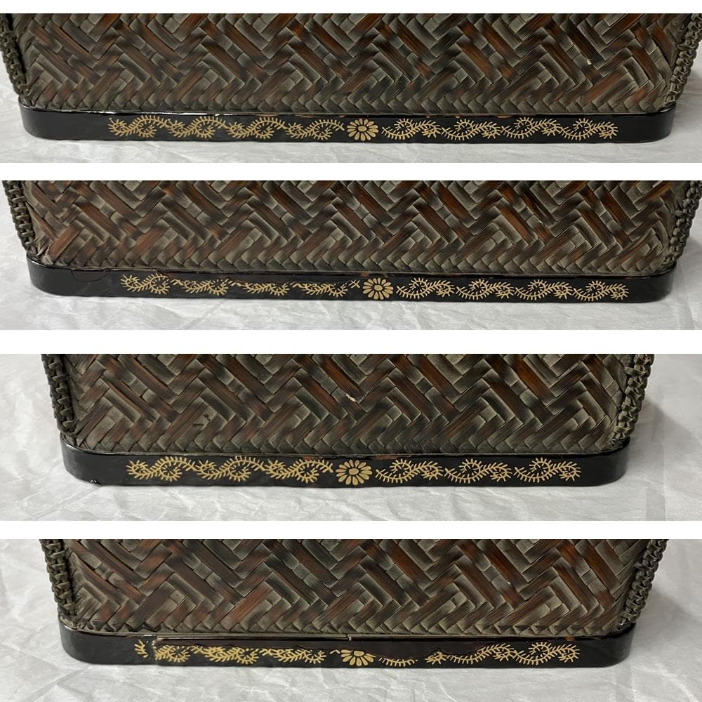 e3150 御所籠 在銘 野点 御所篭 竹籠 茶籠 茶箱 色紙点 抹茶碗 茶道具