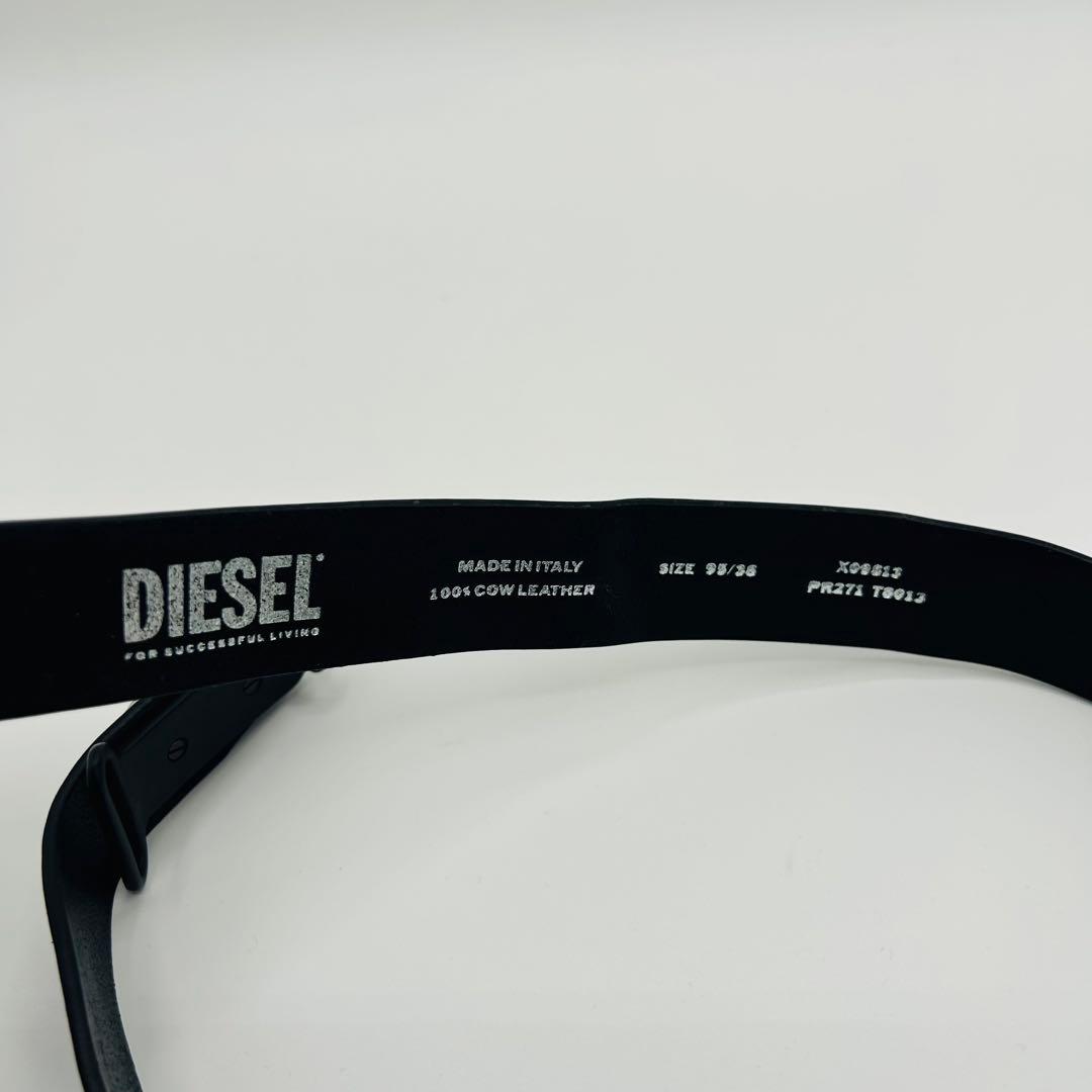DIESEL 黒　ベルト ロゴ　メタル　バックル