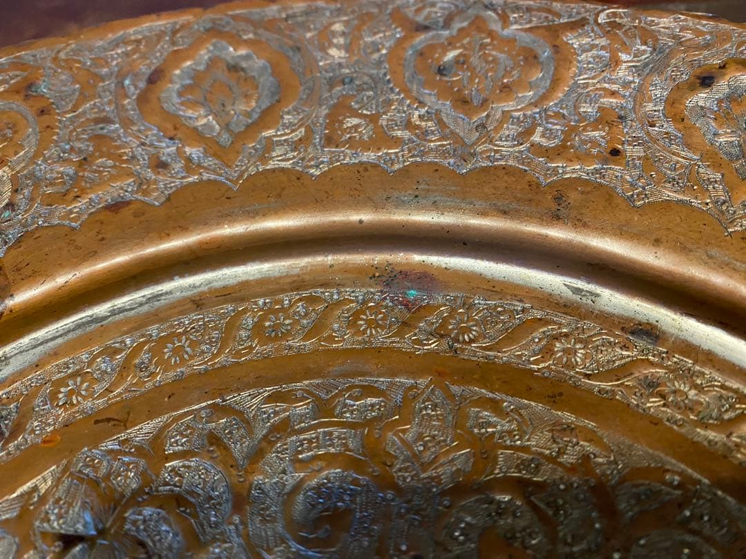 カジャール朝プレート・フレンチプレス　鑑賞スタンド　４点セット　ヴィンテージ