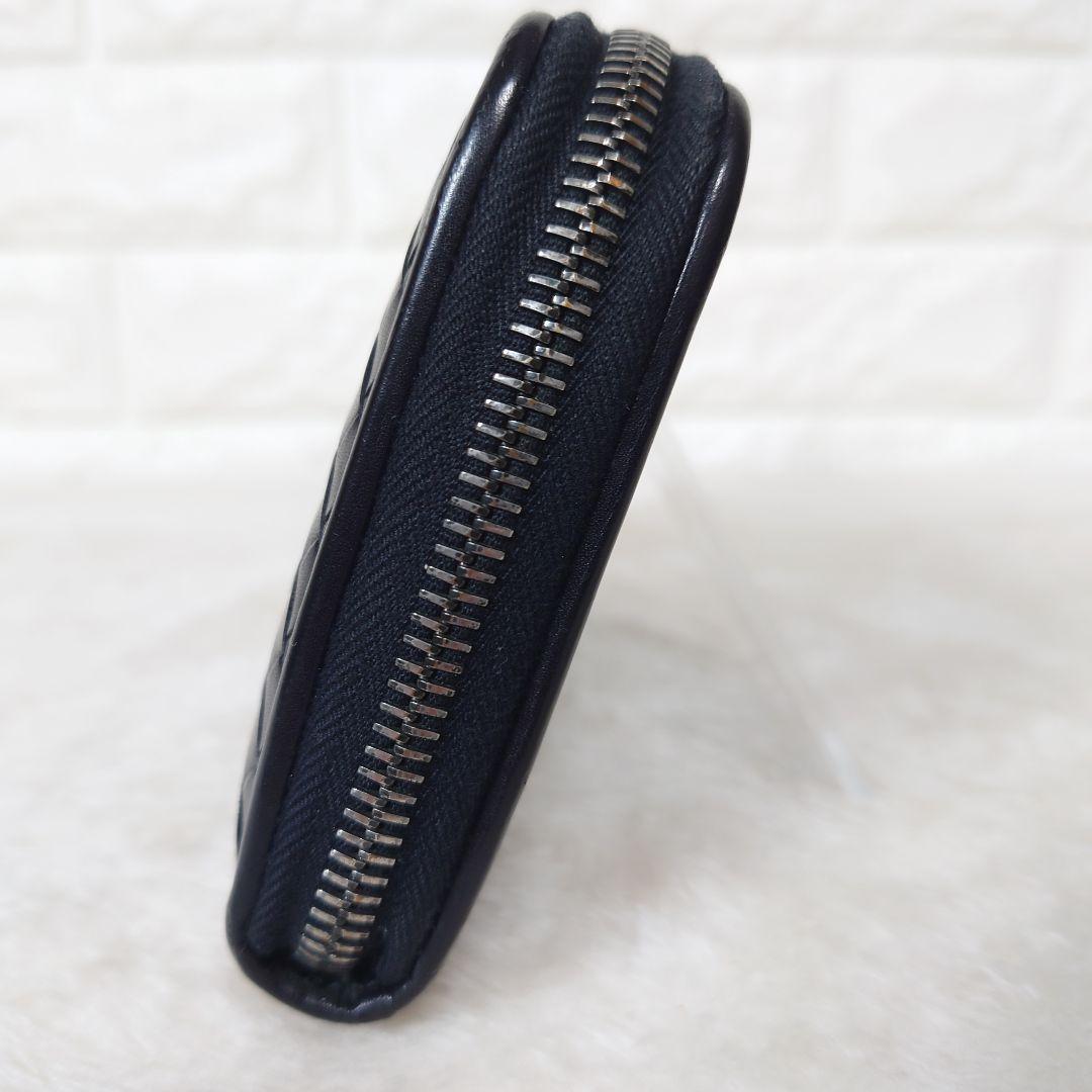 BOTTEGA VENETA イントレチャート 長財布 ラウンドジップ ブラック