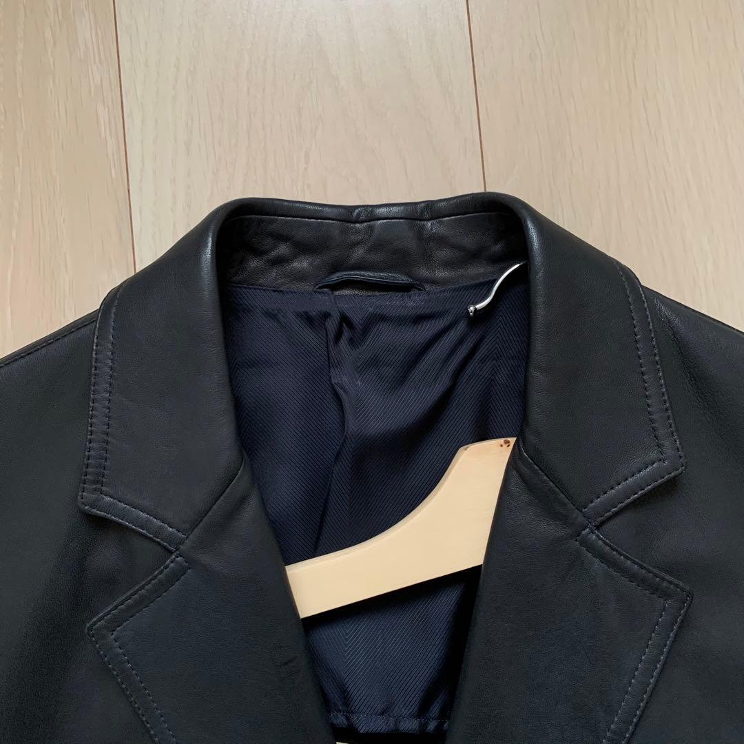 美品　Z zegna レザー　テーラードジャケット　黒　46 BLACK