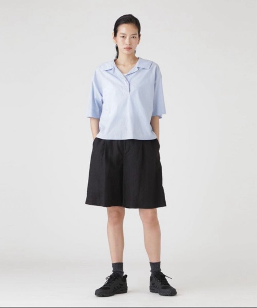 極美品 マーガレットハウエル 23SS コットンリネンシャツ　セーラーカラー