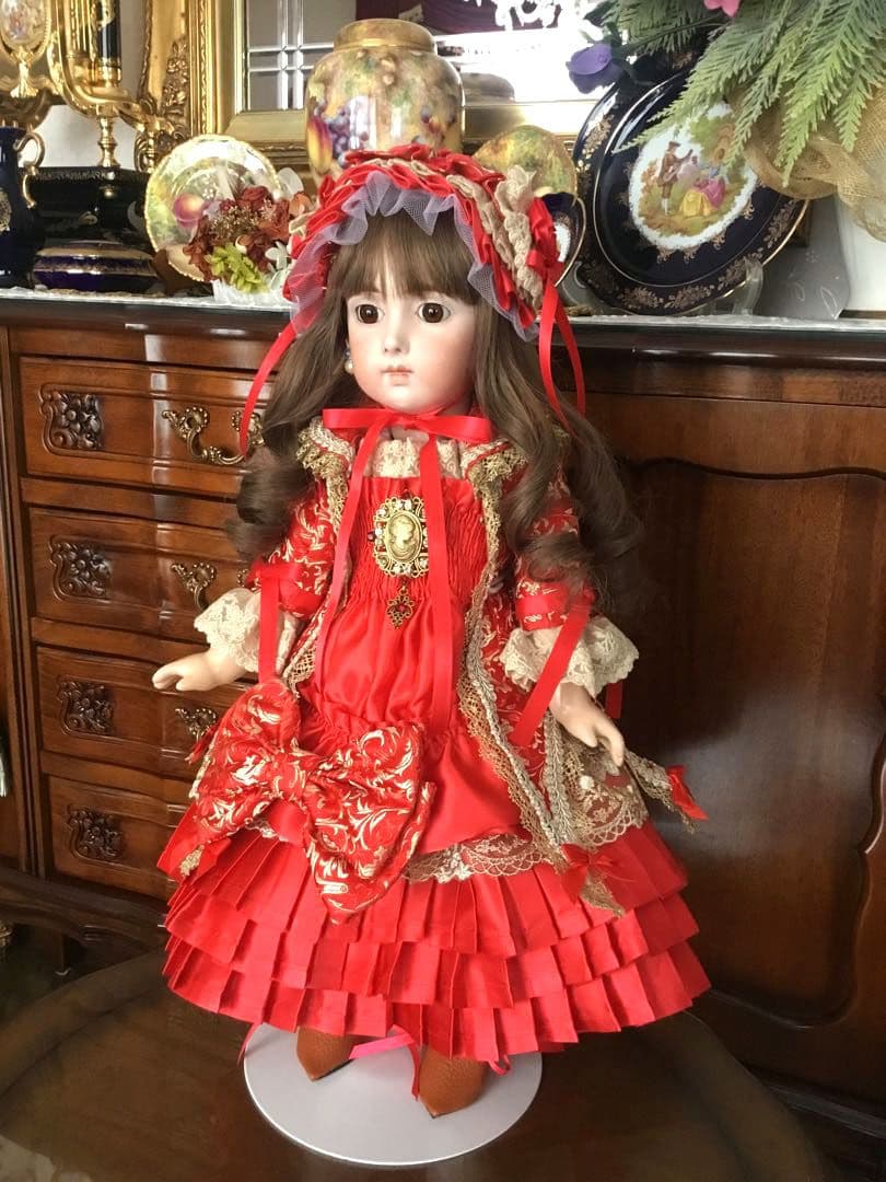 ふうちゃん　ビスクドール❤️真紅のトリステ、フランス人毛ウィッグ付❤️