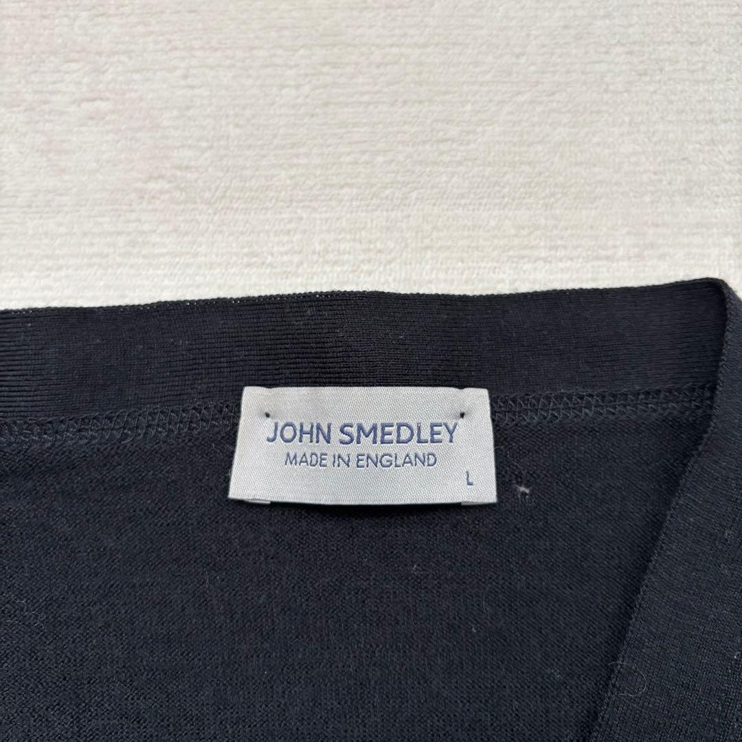 Kn 　ジョンスメドレー　カーディガン　黒　ブラック　L メリノウール