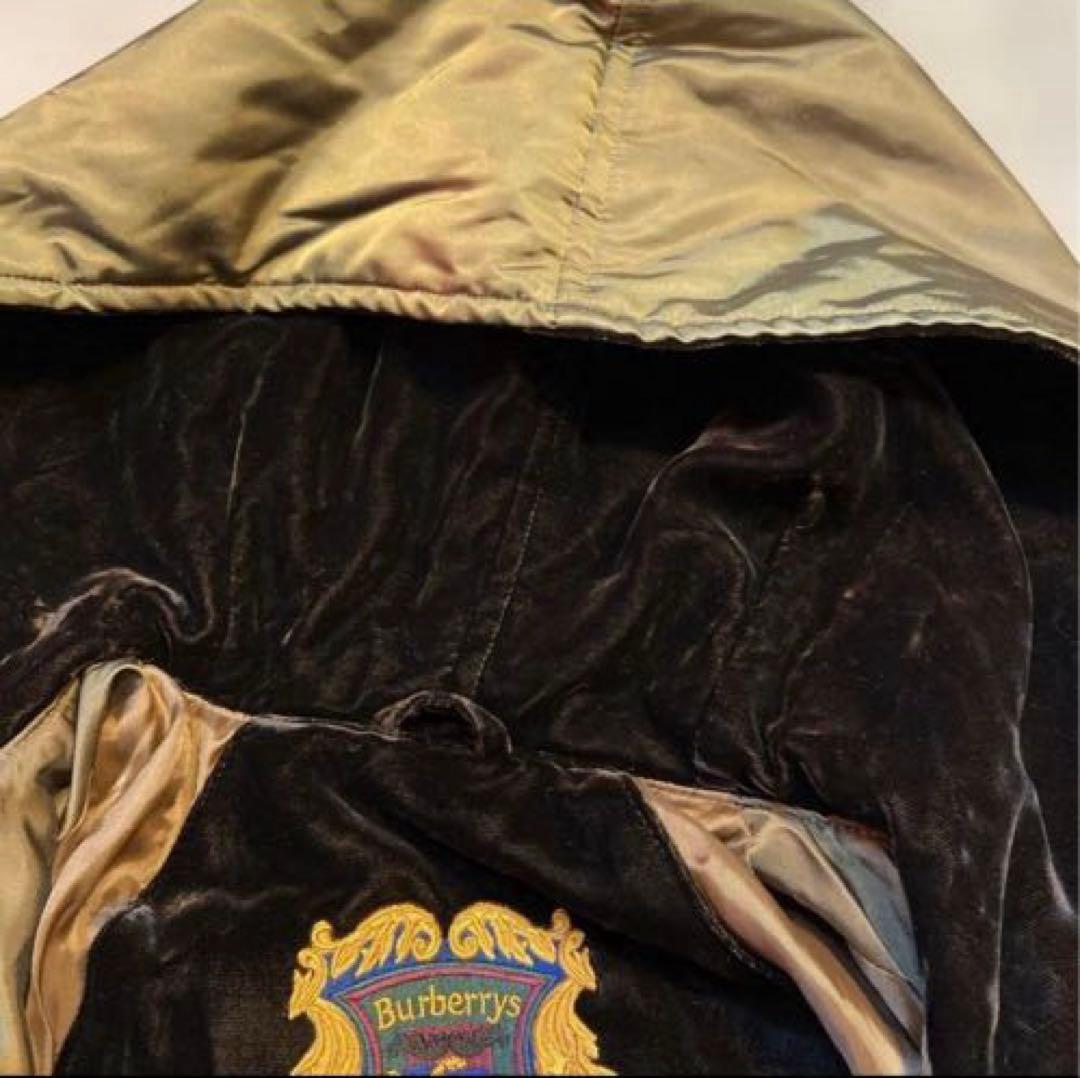 希少 バーバリーズ ベルベット ダウンコート 中綿 玉虫色 光沢