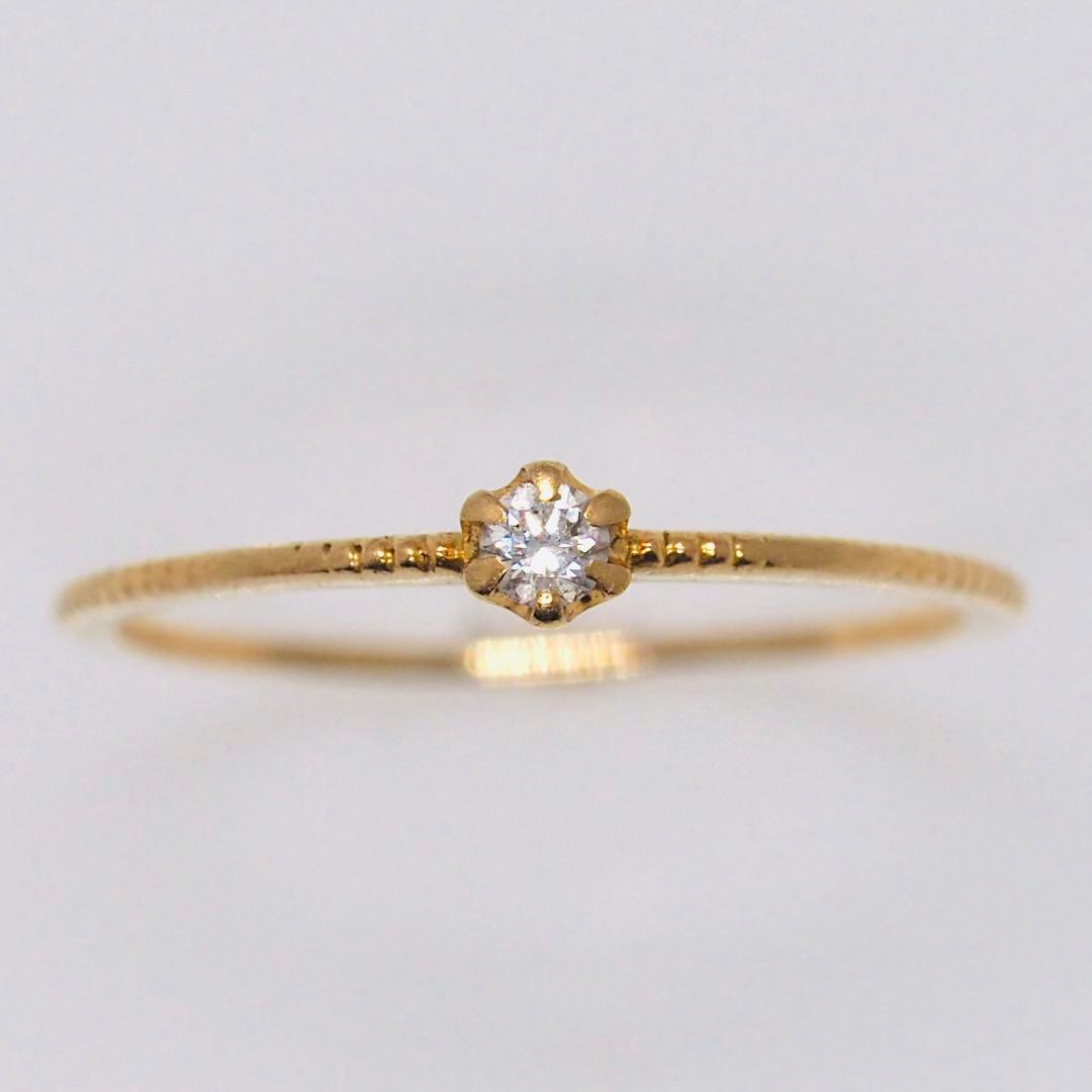 【ete】K18YG D0.03ct リング