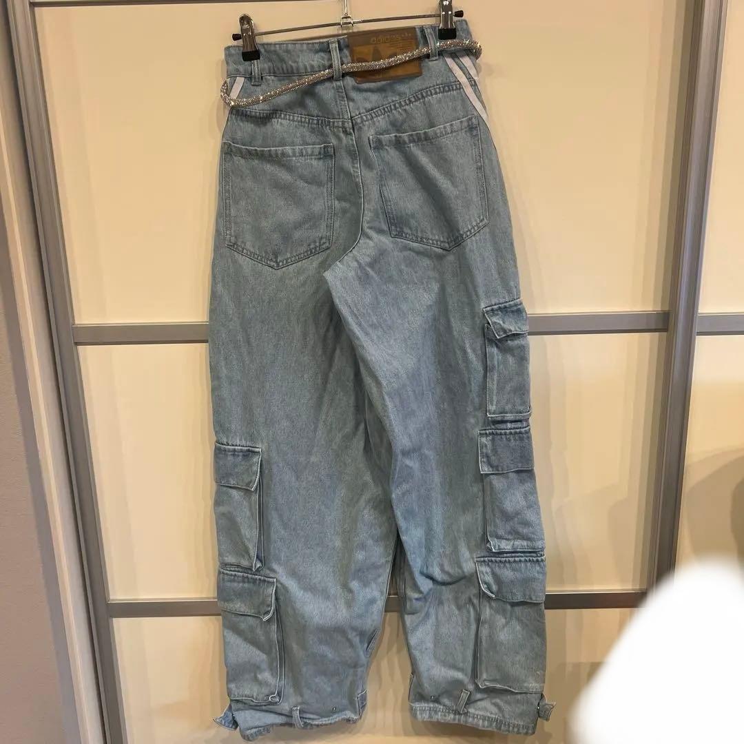 ADIDAS ADILENIUM DENIM ライトブルー デニムカーゴパンツ
